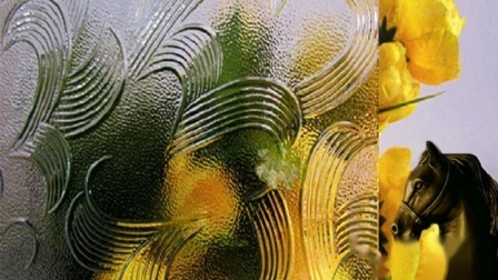 3-8mm patrón de textura clara y coloreada vidrio figurado con Ce